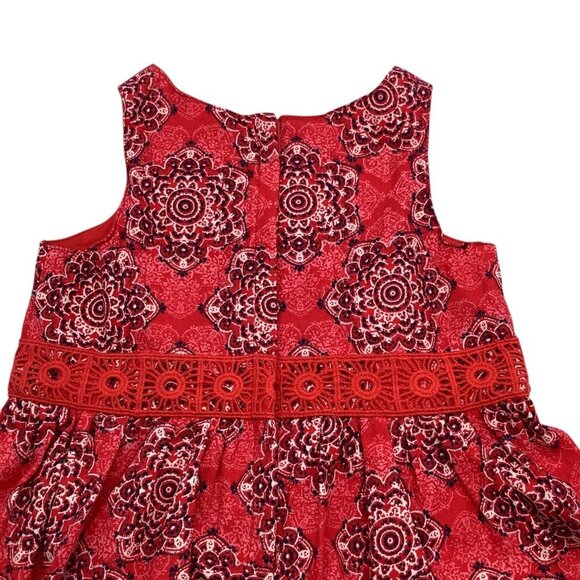 Nautica Baby Girl Handkerchief Dress 0-3M Sleeveless Red Medallion Print Cotton - Picture 14 of 15